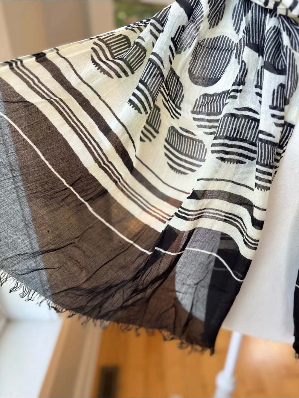 The Limited Black & White Graphic Stripe Rectangle Scarf